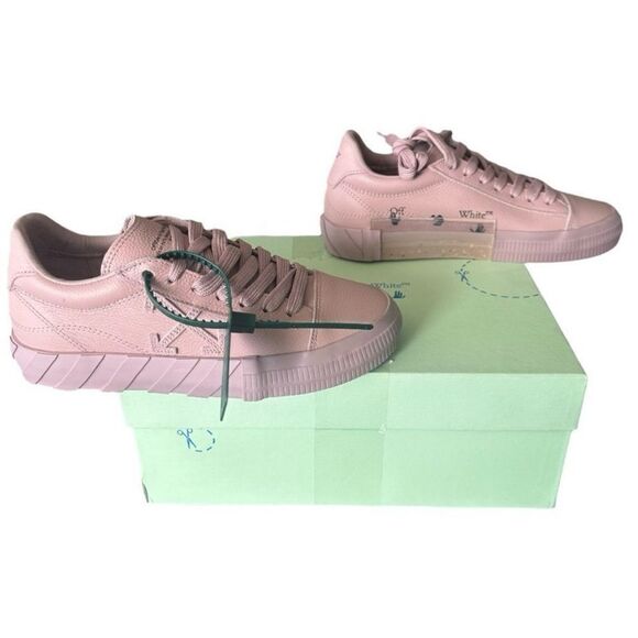 Off-White Low Vulcanized Leather Upper Light Pink Sneakers EU 38 UK 5 US Size 8 - Picture 7 of 16